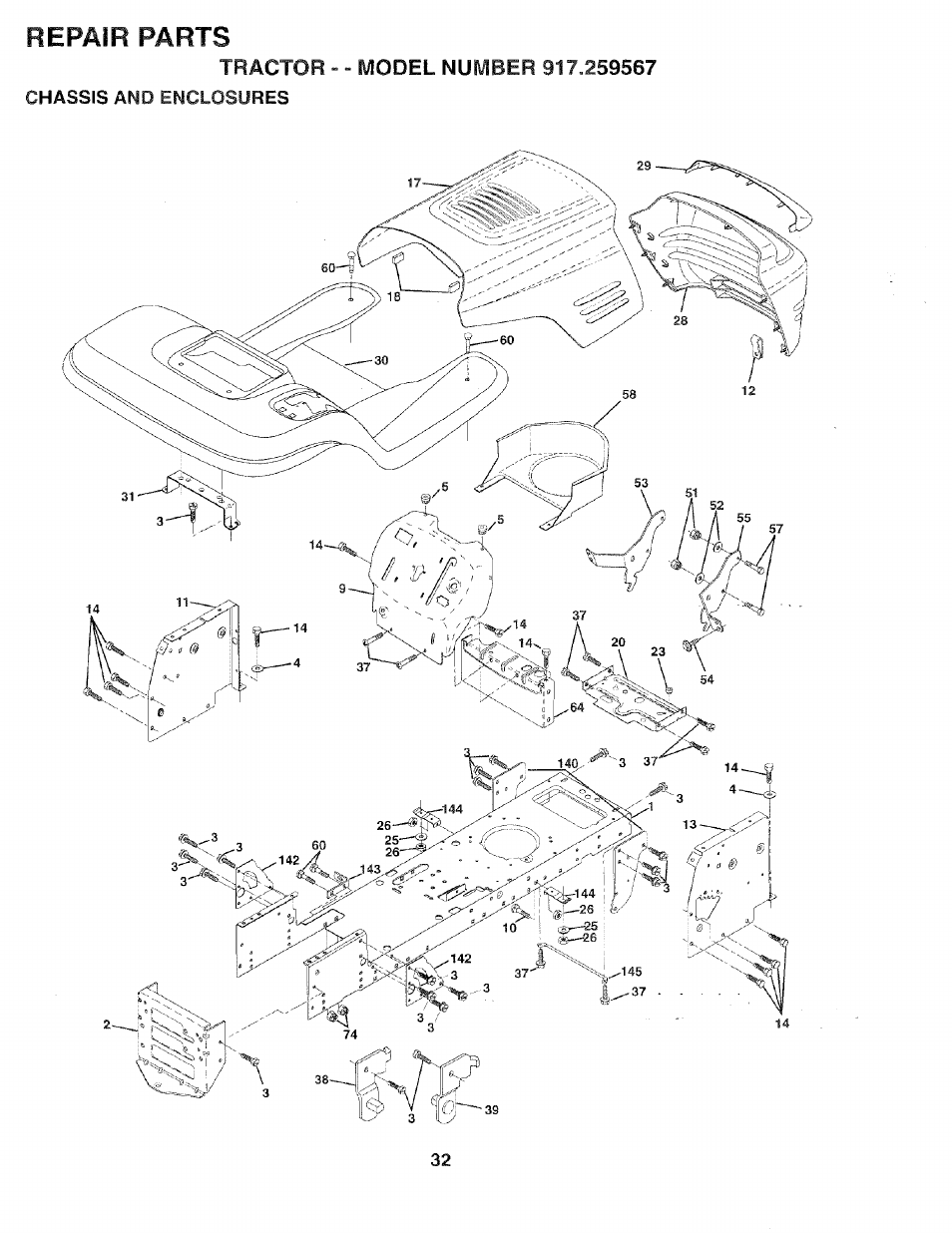 Repair parts | Sears 917.259567 User Manual | Page 32 / 56