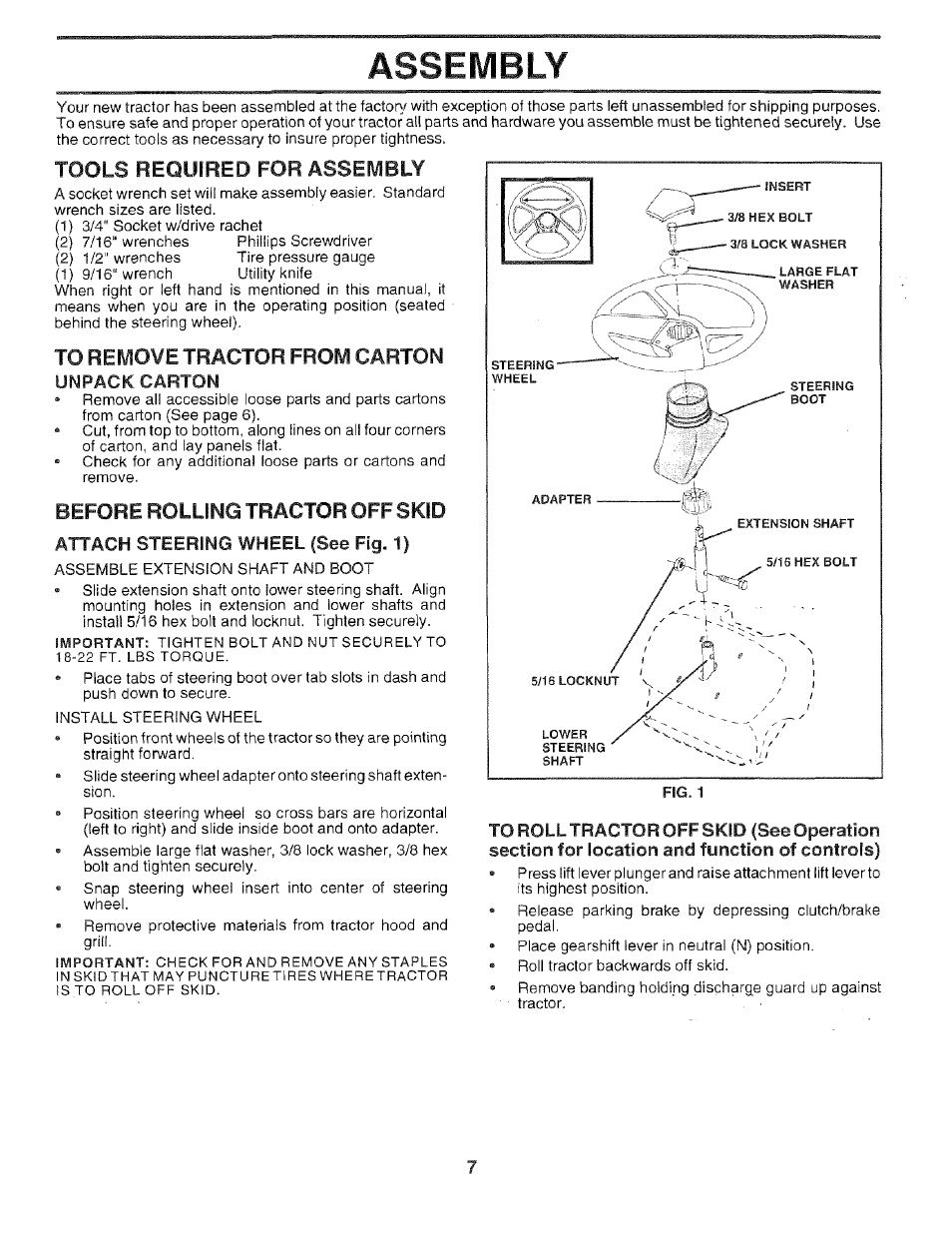 Assembly, Location and function of controls) | Sears 917.259567 User Manual | Page 7 / 56