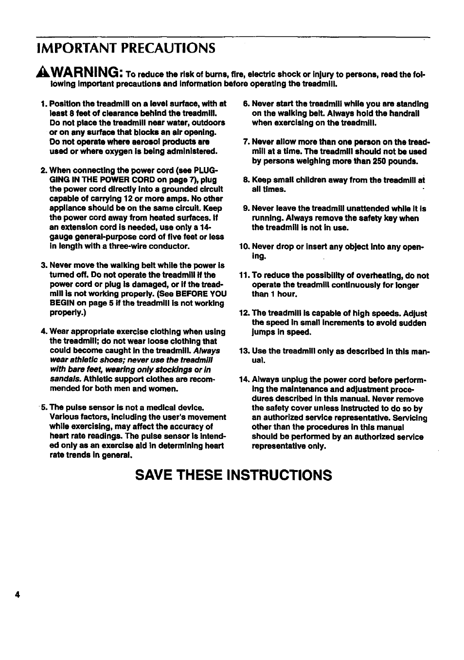 Important precautions, Awarning, Save these instructions | Sears 831.297452 User Manual | Page 4 / 16