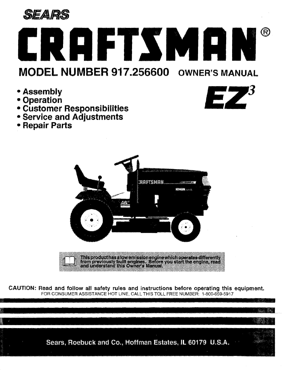 Sears EZ3 917.2566 User Manual | 56 pages