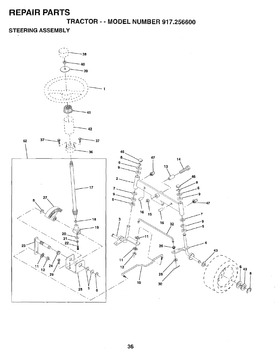 Repair parts | Sears EZ3 917.2566 User Manual | Page 36 / 56