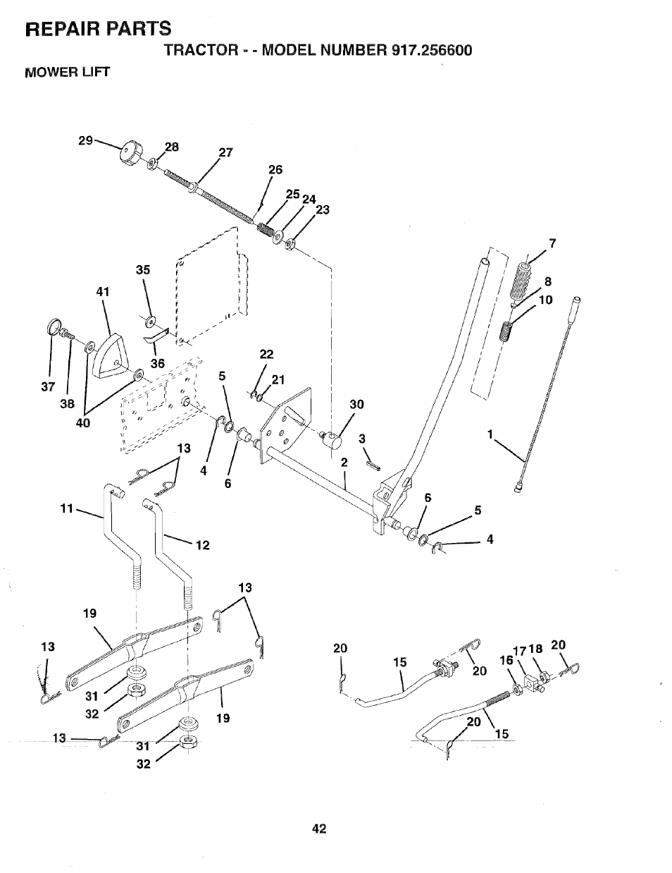 Repair parts | Sears EZ3 917.2566 User Manual | Page 42 / 56
