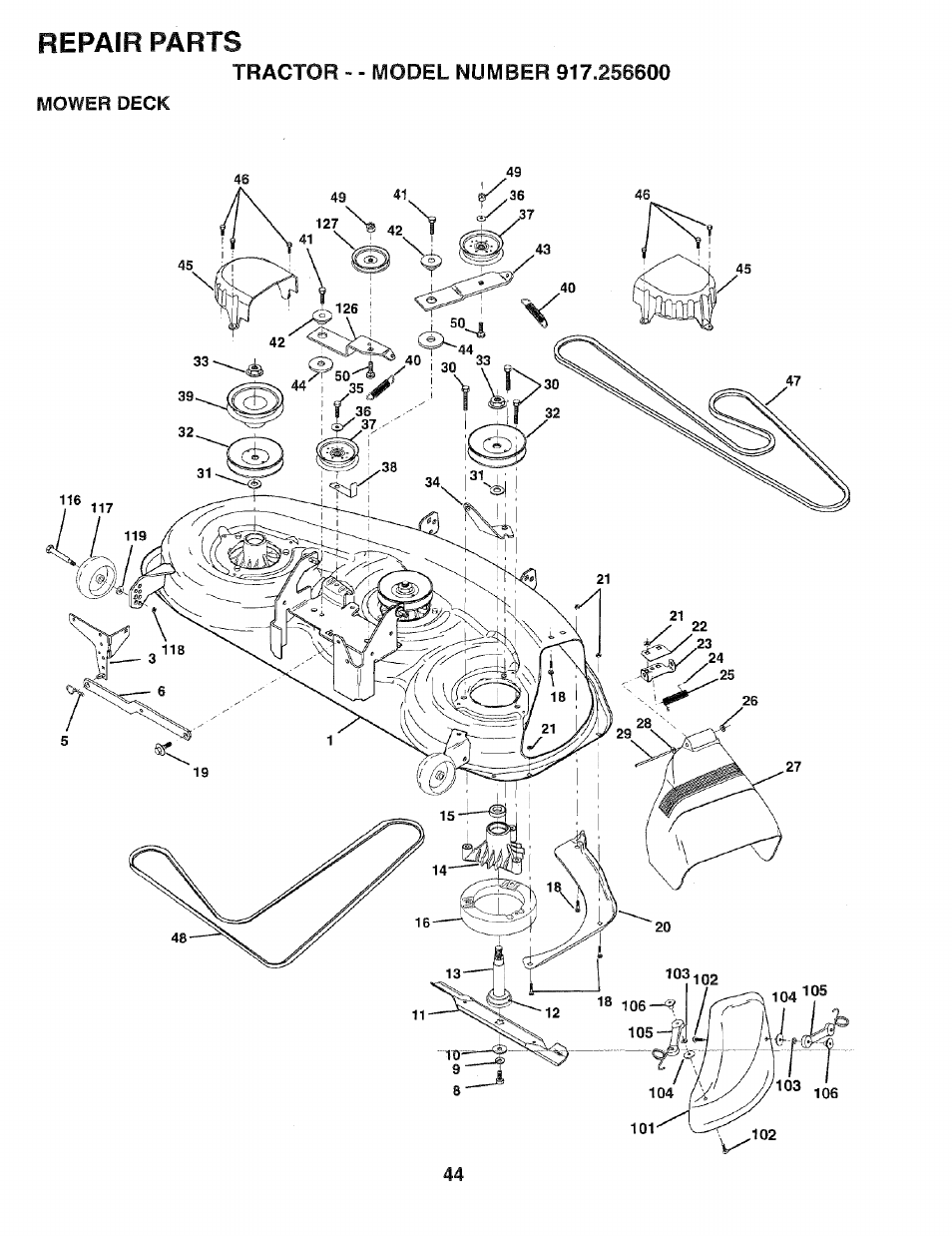 Repair parts | Sears EZ3 917.2566 User Manual | Page 44 / 56