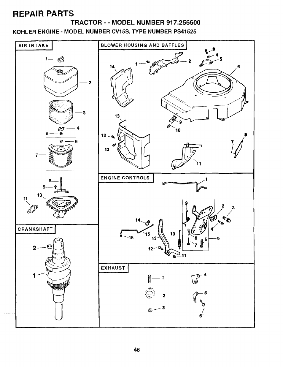 Repair parts | Sears EZ3 917.2566 User Manual | Page 48 / 56
