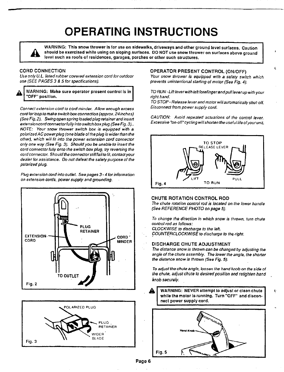 Operating instructions | Sears 247.8829 User Manual | Page 6 / 12