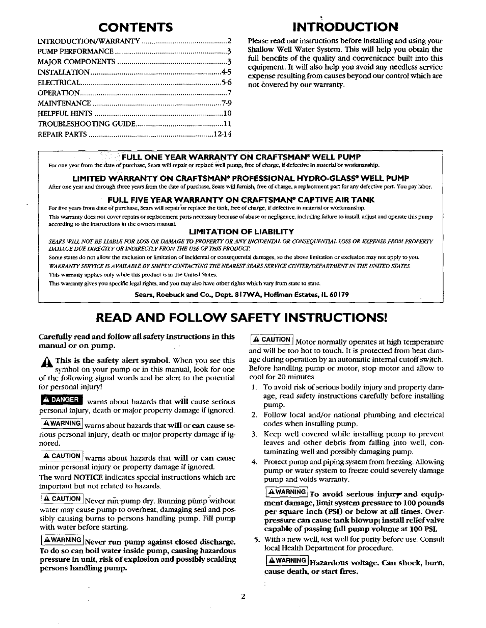 Sears 390.252158 User Manual | Page 2 / 16