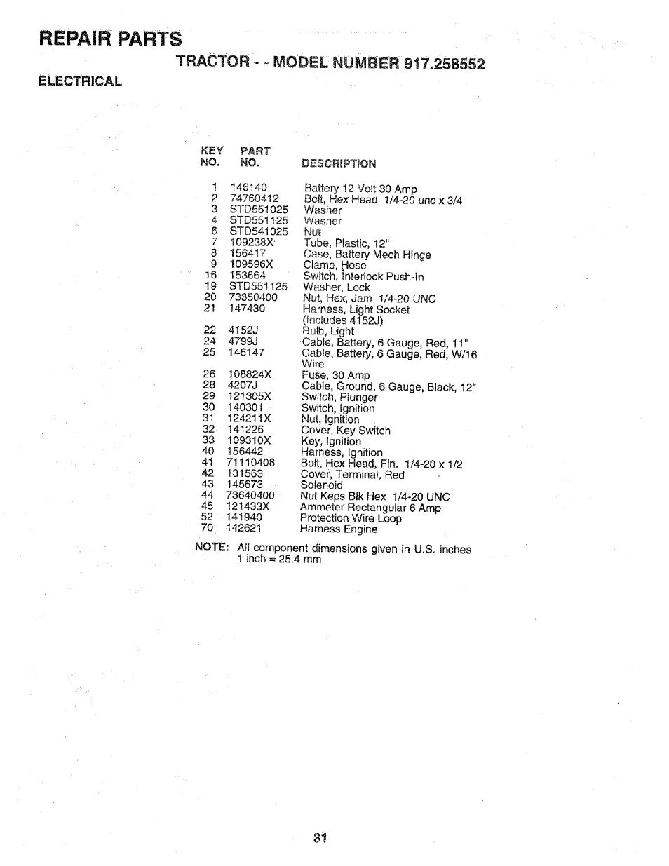 Remir parts | Sears 917.258552 User Manual | Page 31 / 56