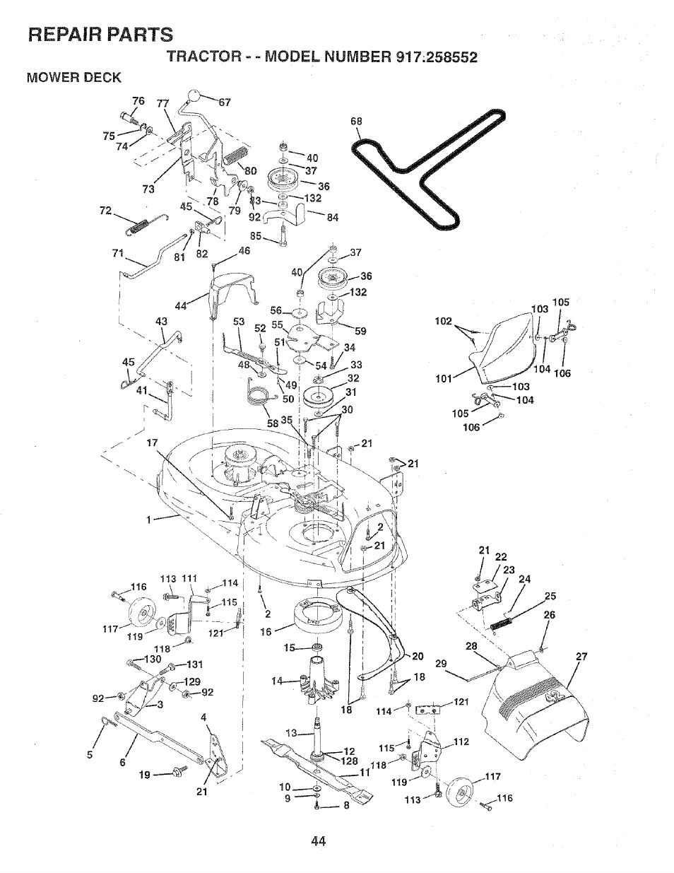 Repair, Parts | Sears 917.258552 User Manual | Page 44 / 56