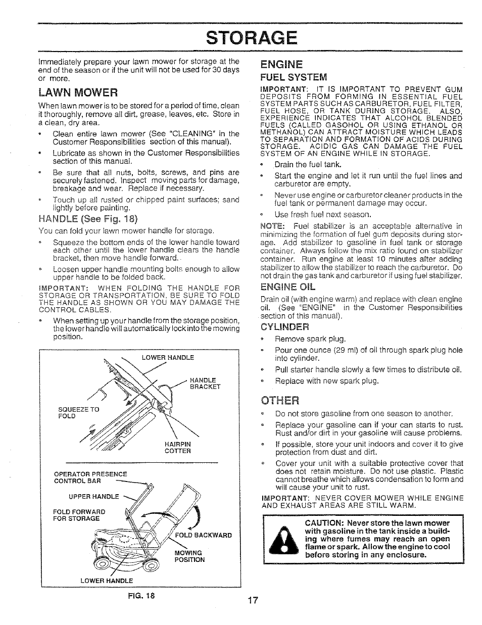 Storage, Engine, Lawn | Other | Sears 917.37283 User Manual | Page 17 / 28