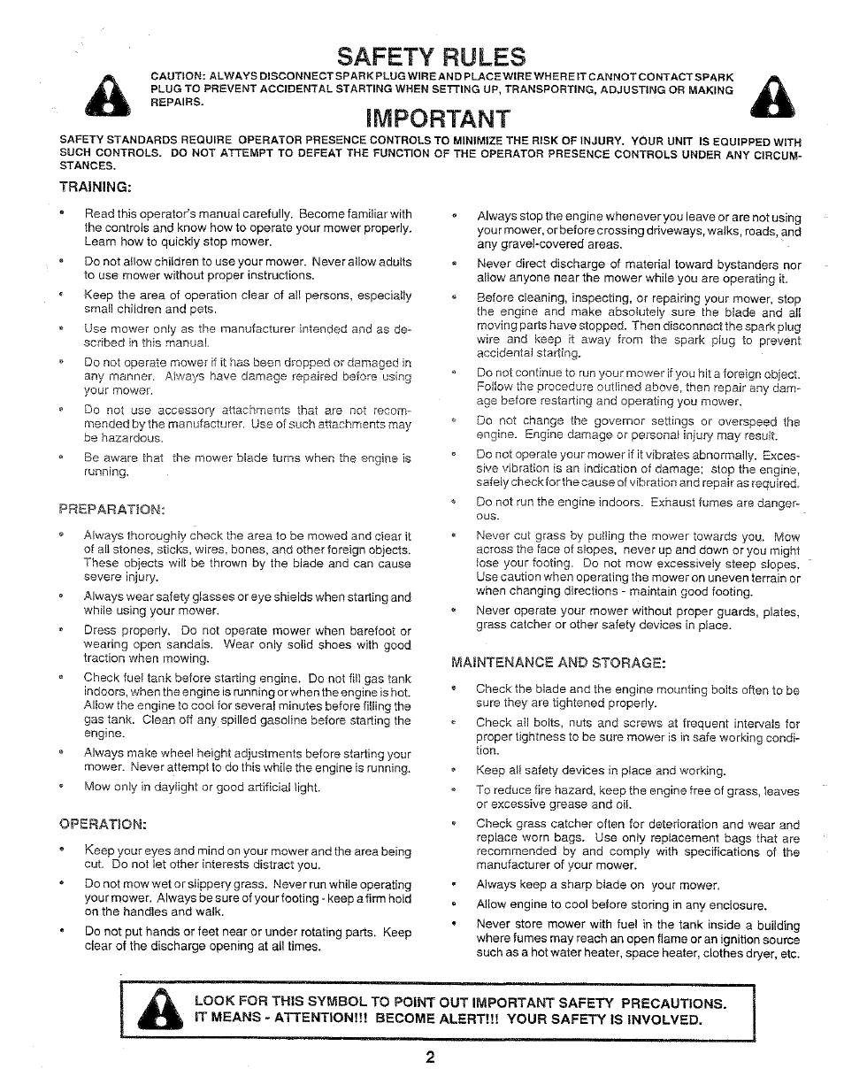 Safety rules, Important | Sears 917.37283 User Manual | Page 2 / 28