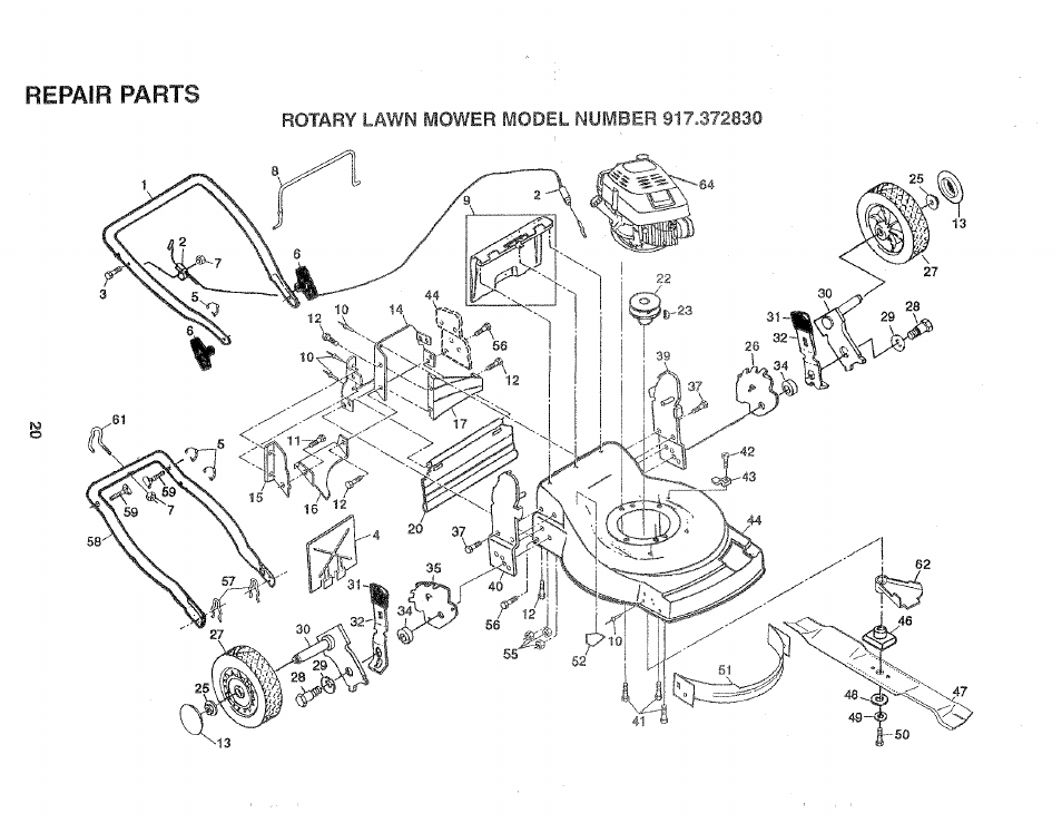 Repair parts | Sears 917.37283 User Manual | Page 20 / 28