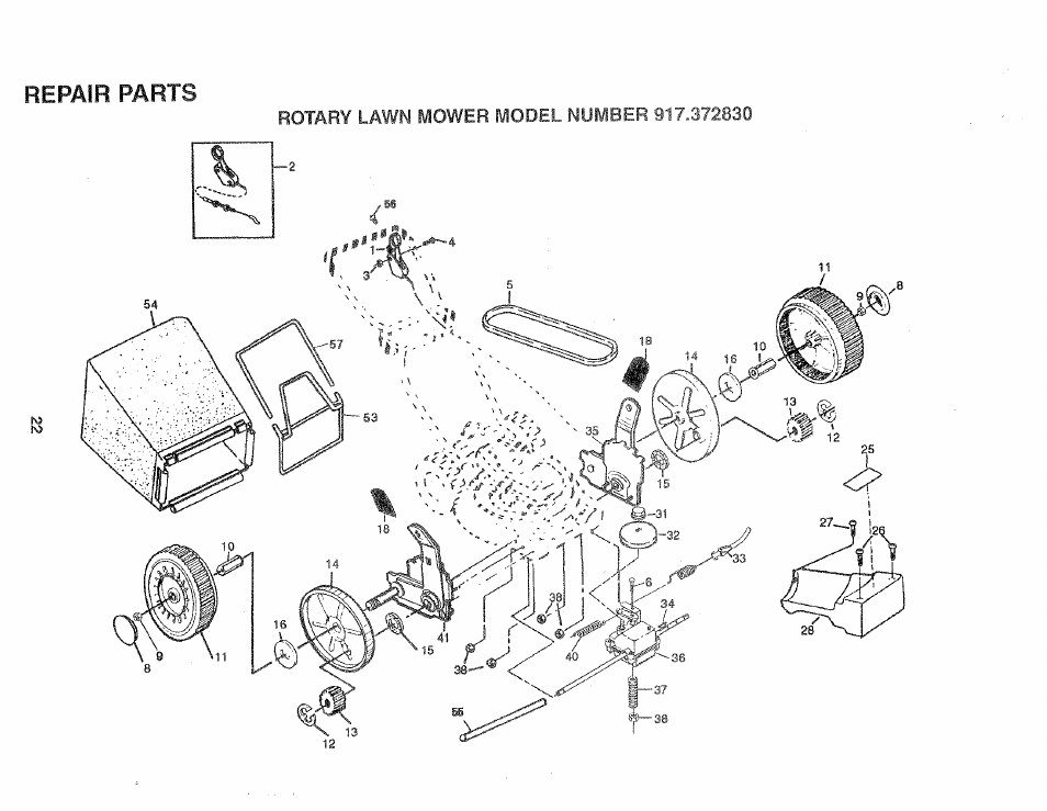 Repair parts | Sears 917.37283 User Manual | Page 22 / 28