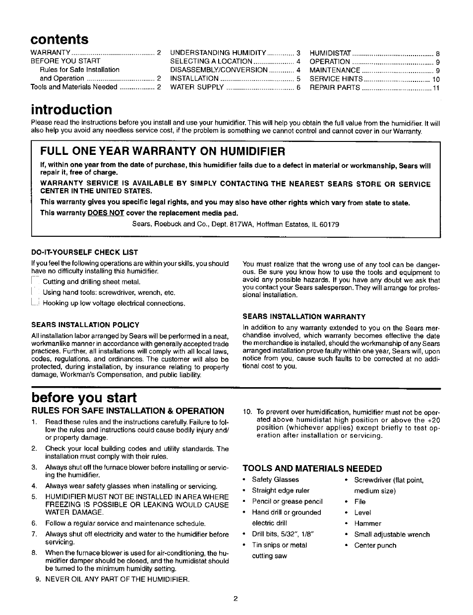 Sears KENMORE 1700 User Manual | Page 2 / 13