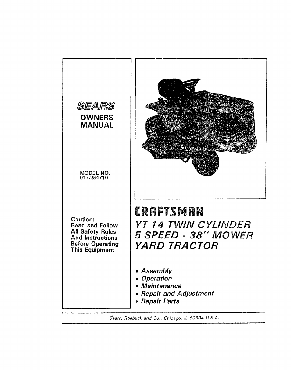 Sears 917.254710 User Manual | 52 pages