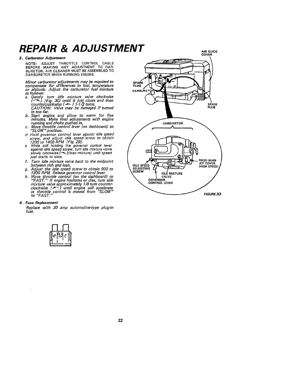 Repair & adjustment | Sears 917.254710 User Manual | Page 22 / 52