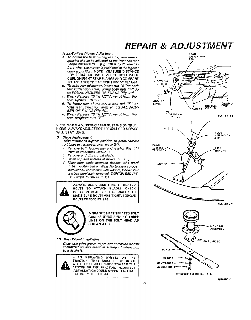 Repair & adjustment | Sears 917.254710 User Manual | Page 25 / 52