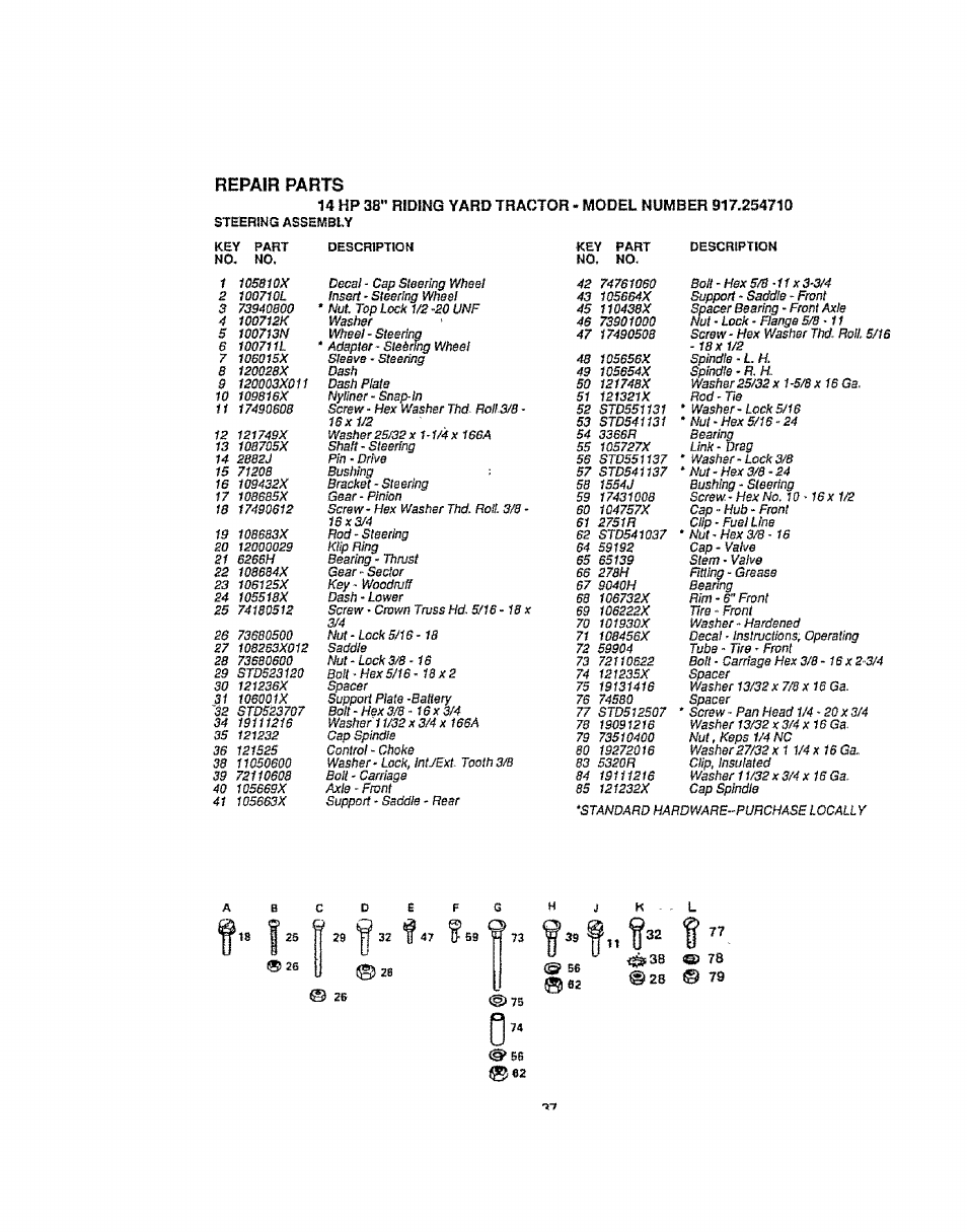 Rt-q, Repair parts | Sears 917.254710 User Manual | Page 37 / 52