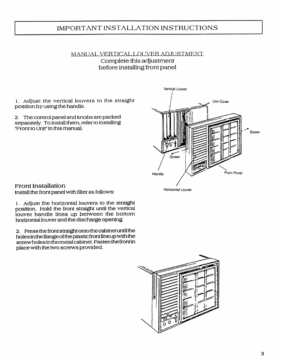 Front installation | Sears P/N93SR-D02 User Manual | Page 3 / 16