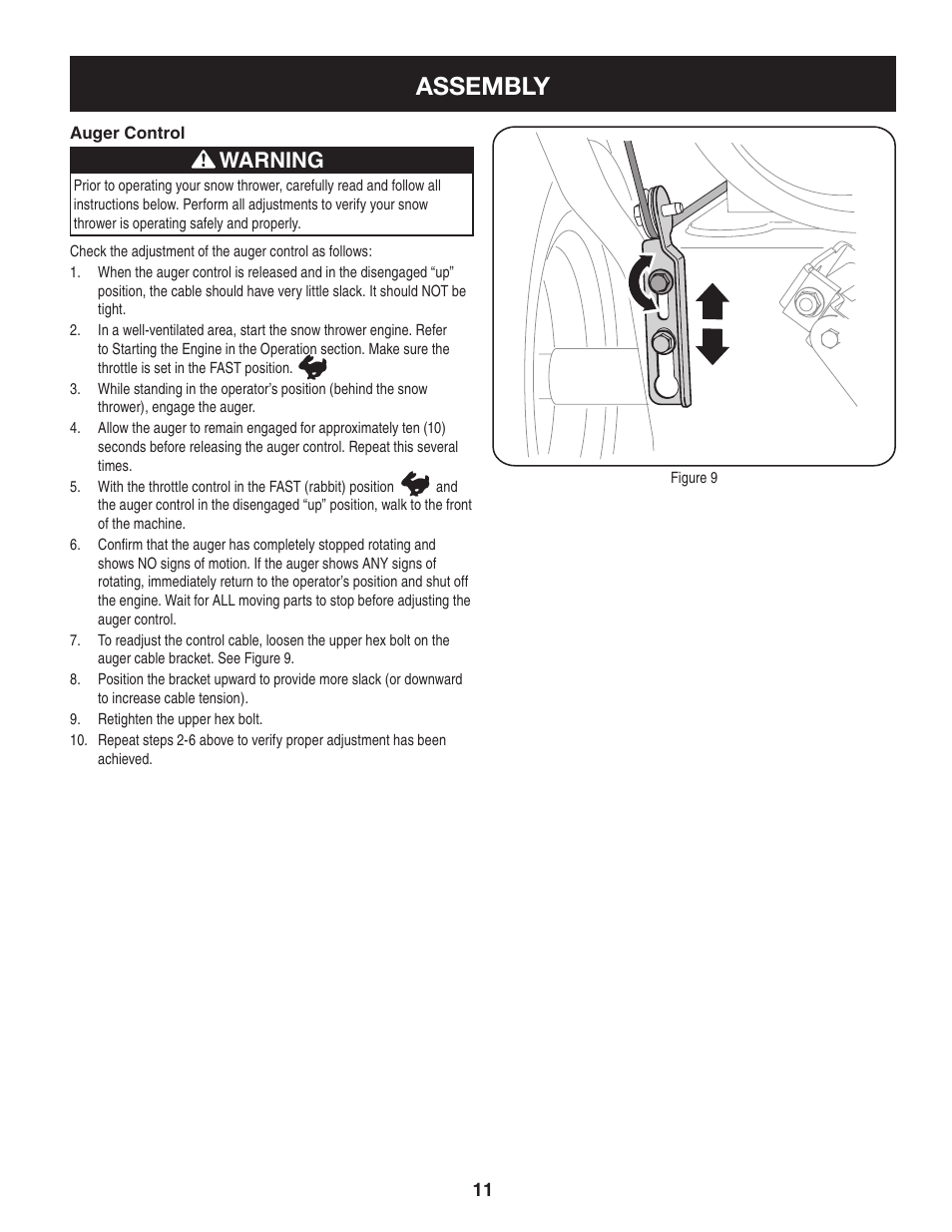 Assembly, Warning | Sears 247.8879 User Manual | Page 11 / 64