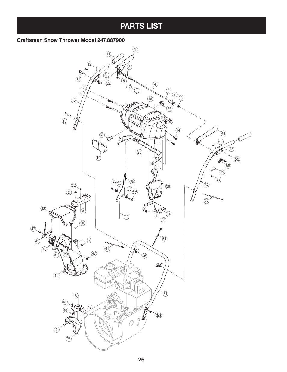 Parts list | Sears 247.8879 User Manual | Page 26 / 64