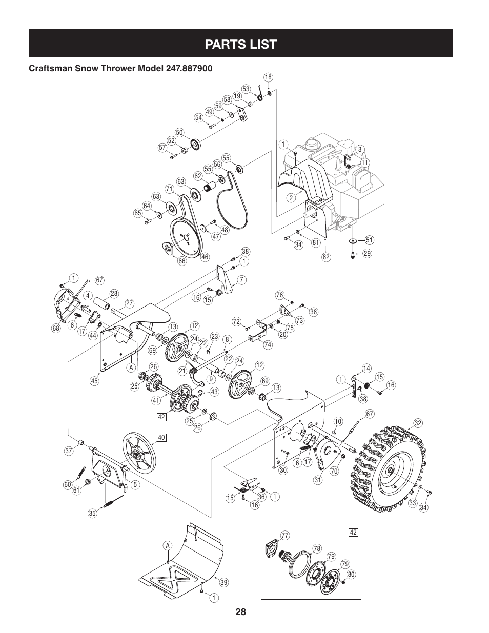 Parts list | Sears 247.8879 User Manual | Page 28 / 64