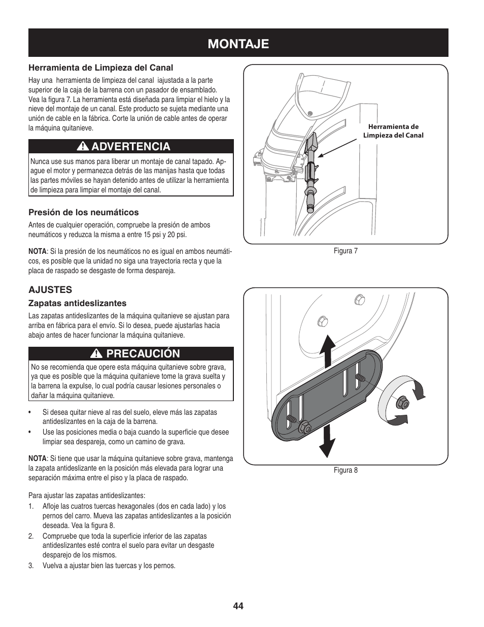 Montaje, Advertencia, Precaución | Sears 247.8879 User Manual | Page 44 / 64