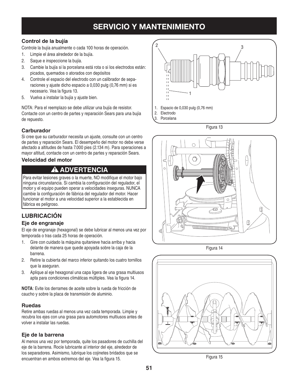 Servicio y mantenimiento, Advertencia | Sears 247.8879 User Manual | Page 51 / 64