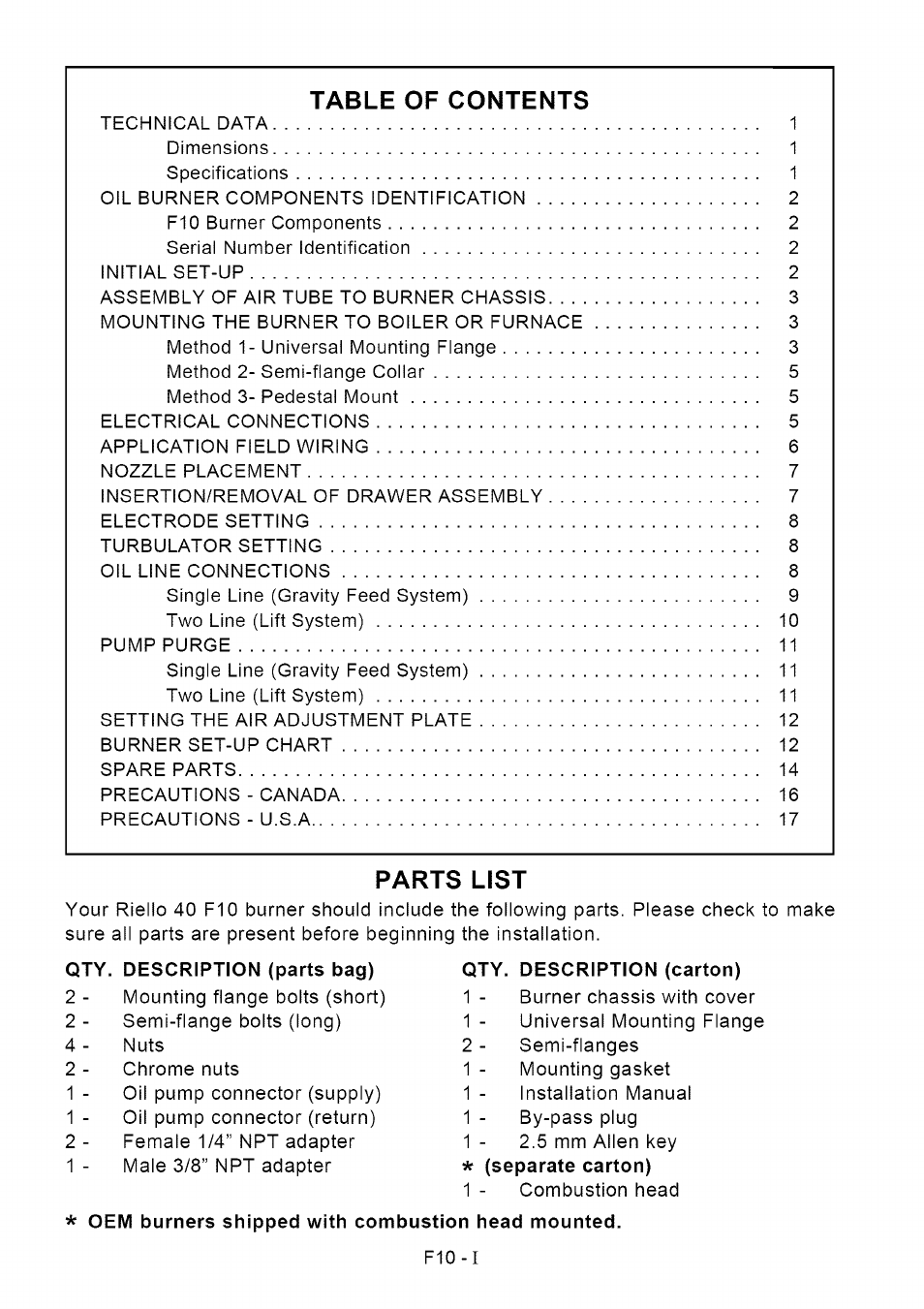 Sears Riello F10 User Manual | Page 2 / 20