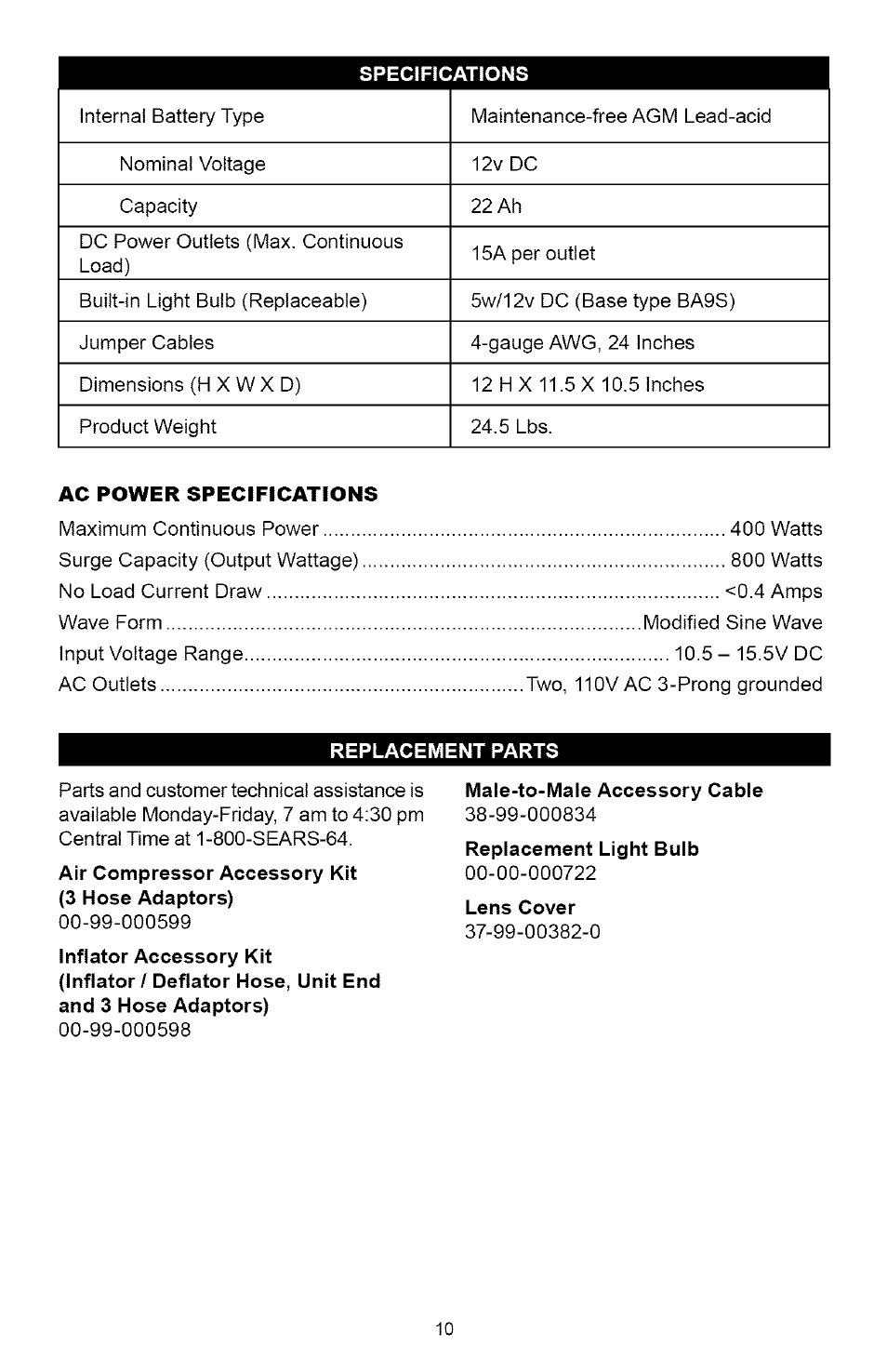 Sears 200.71488 User Manual | Page 10 / 11