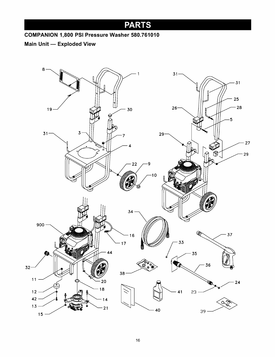 Parts | Sears 580.76101 User Manual | Page 16 / 40