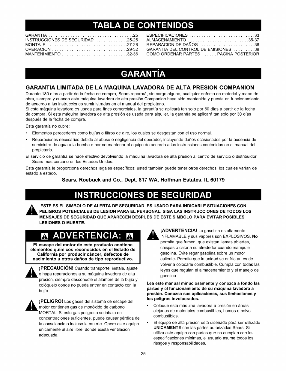 Sears 580.76101 User Manual | Page 25 / 40