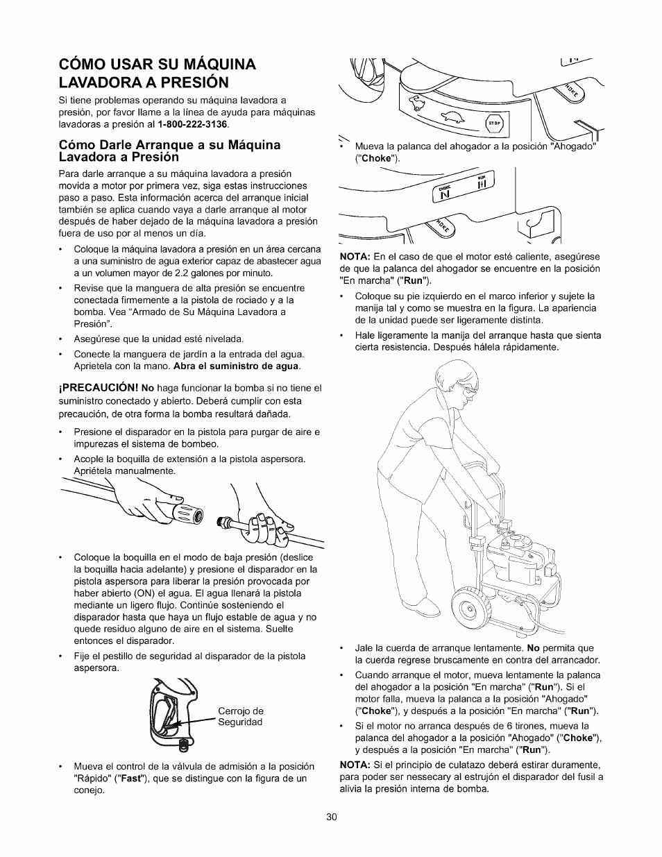 Como usar su maquina lavadora a presión | Sears 580.76101 User Manual | Page 30 / 40