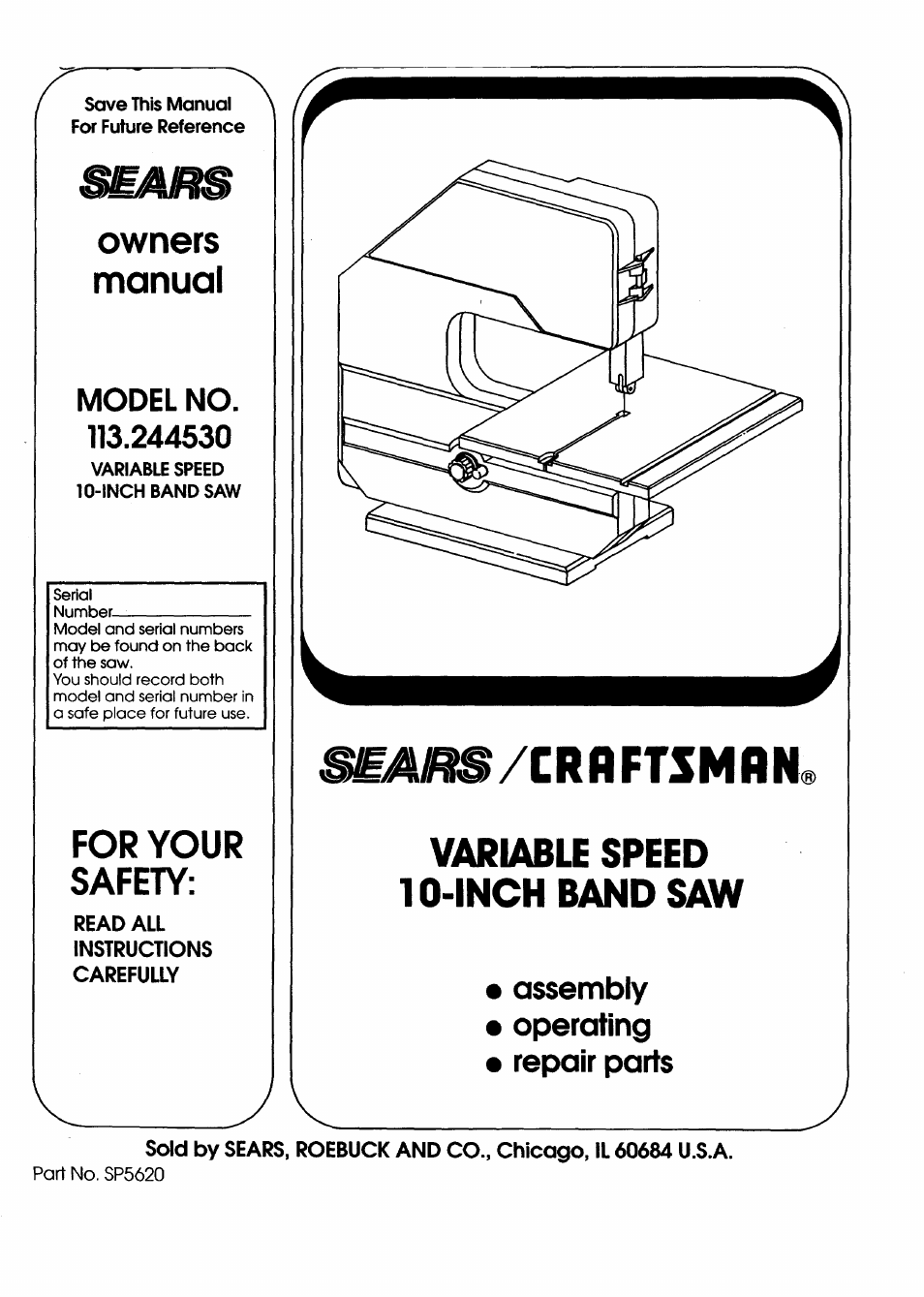 Sears 113.244530 User Manual | 24 pages