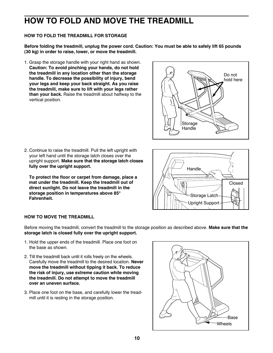 How to fold and move the treadmill | Sears 831.297940 User Manual | Page 10 / 18