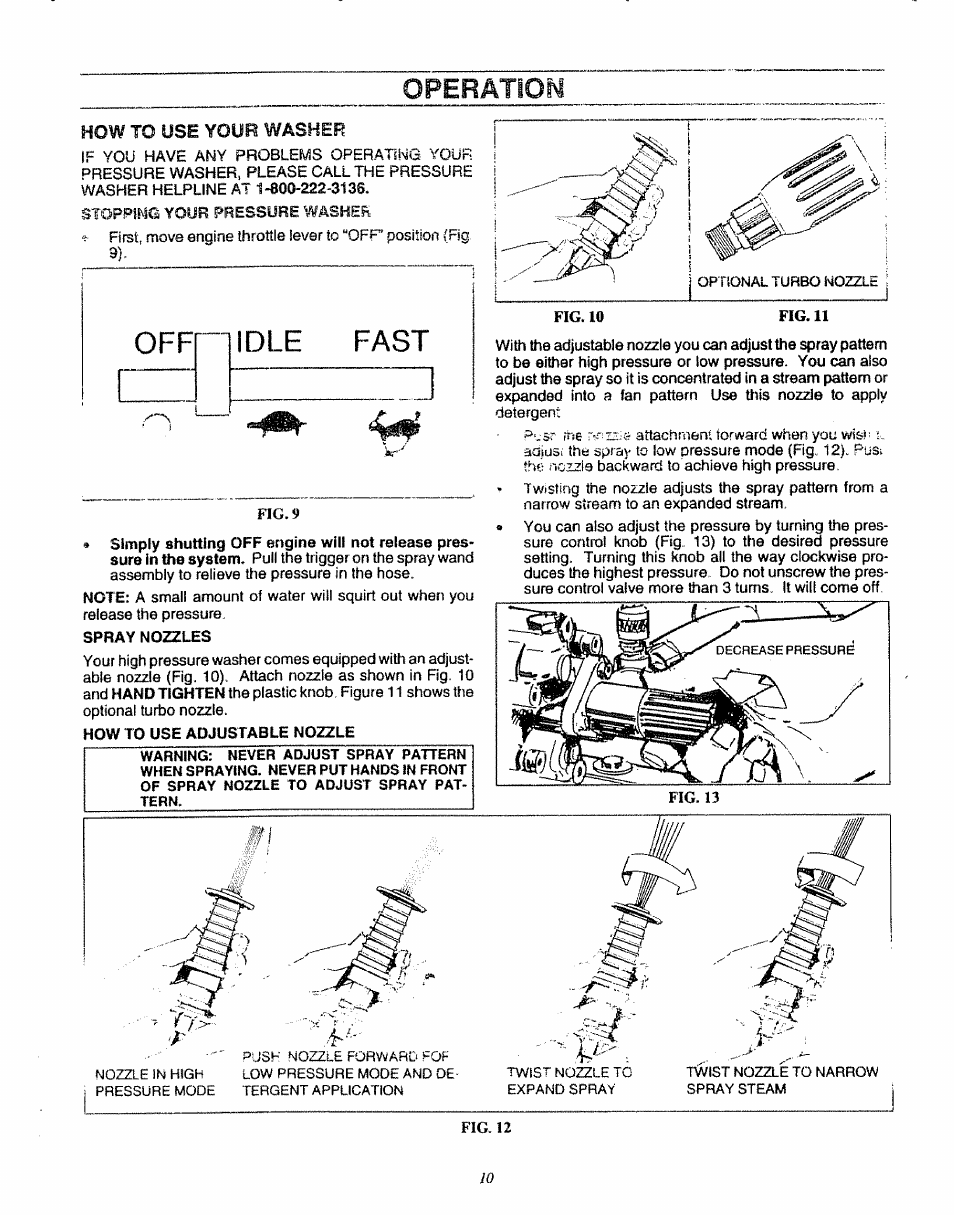 Idle fast, Operâtiom | Sears 580.7515 User Manual | Page 10 / 60