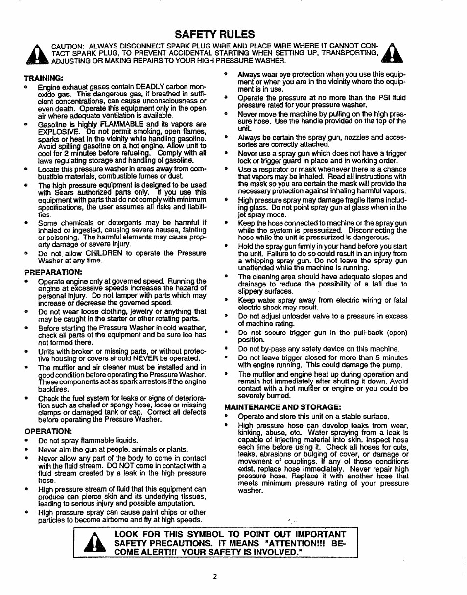 Training, Preparation, Operation | Maintenance and storage, Safety rules | Sears 580.7515 User Manual | Page 2 / 60