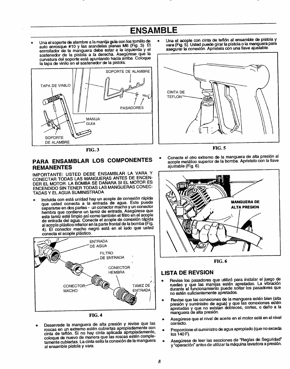 Ensamble, Para ensamblar los componentes remanentes, Lista de revsion | Ensamble -14, Lista de revisión | Sears 580.7515 User Manual | Page 38 / 60
