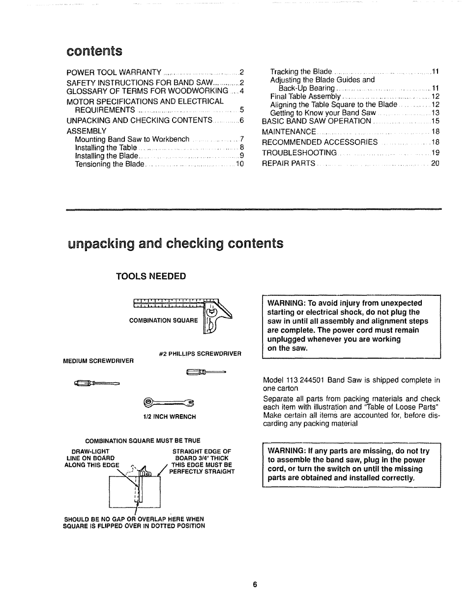 Sears 113.244501 User Manual | Page 6 / 24