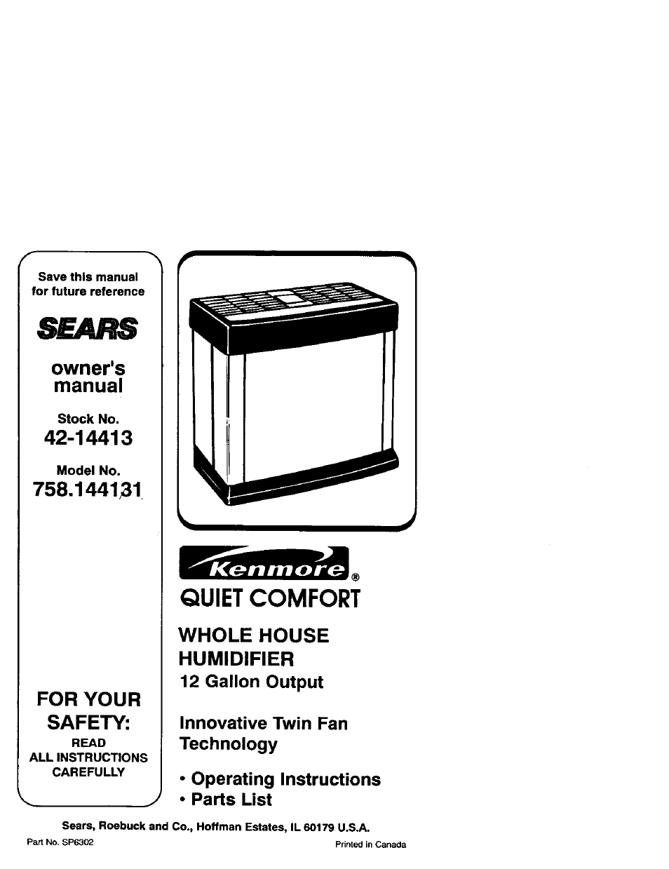 Sears 758.144131 User Manual | 16 pages