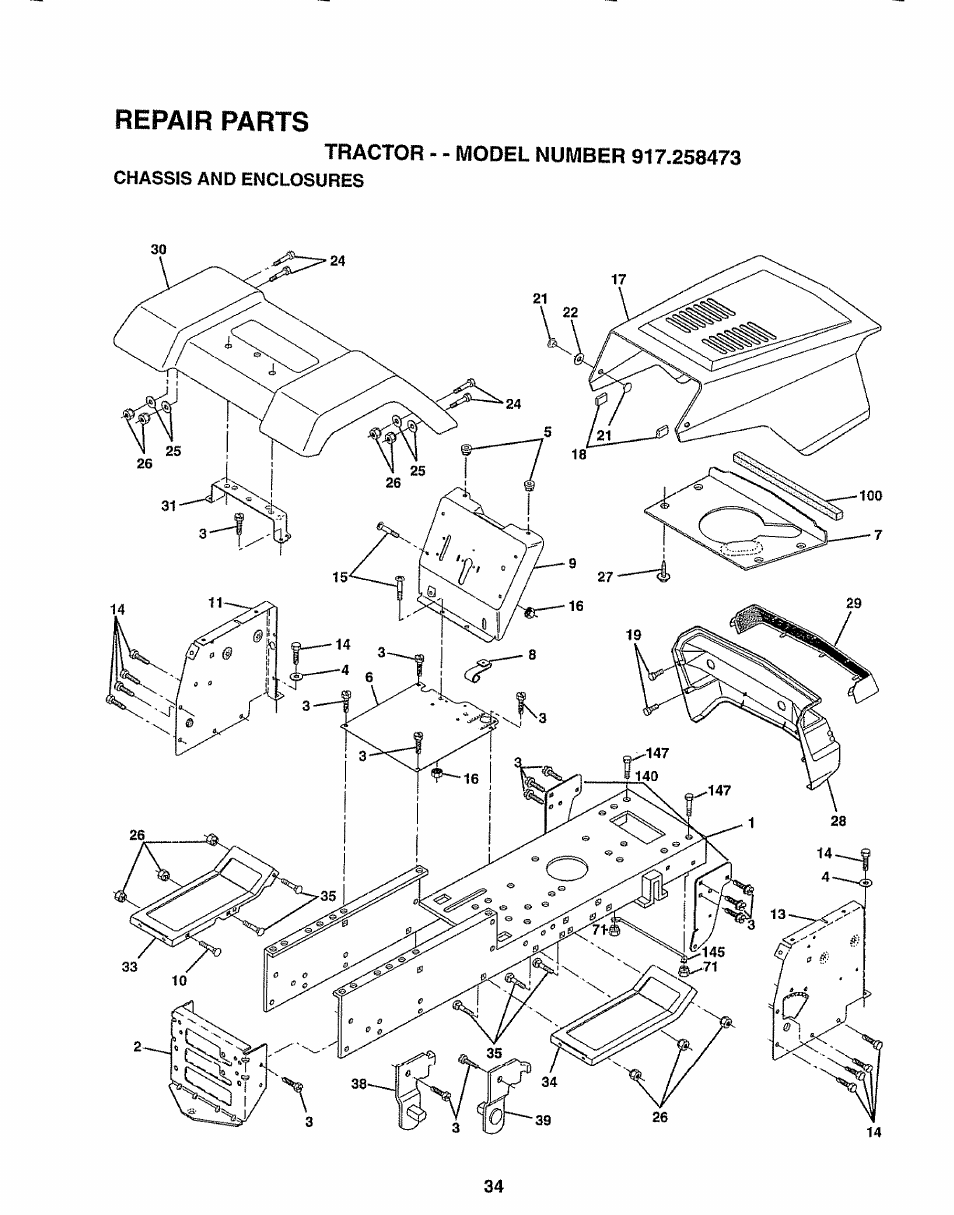 Repair parts | Sears EZ3 917.258473 User Manual | Page 34 / 60