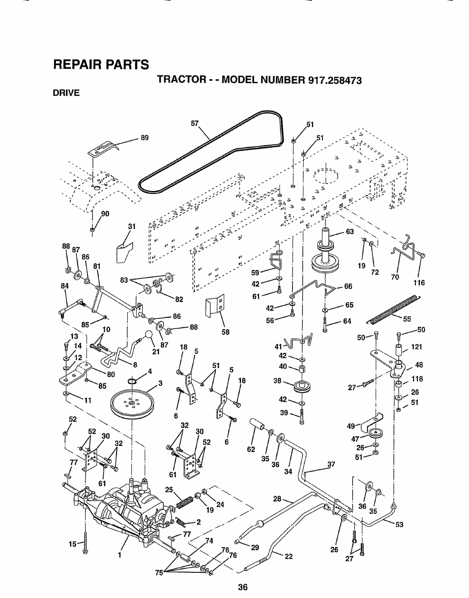 Repair parts | Sears EZ3 917.258473 User Manual | Page 36 / 60