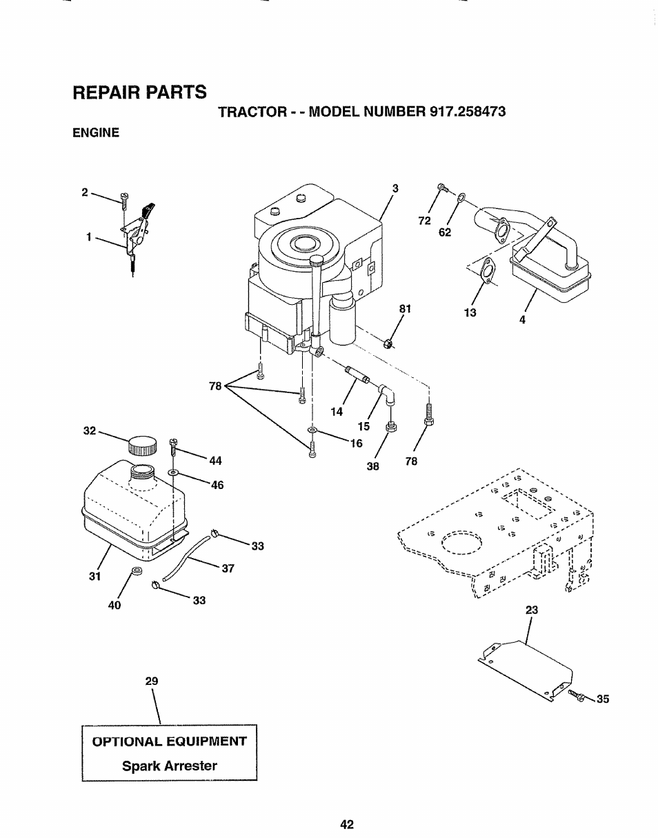 Repair parts | Sears EZ3 917.258473 User Manual | Page 42 / 60