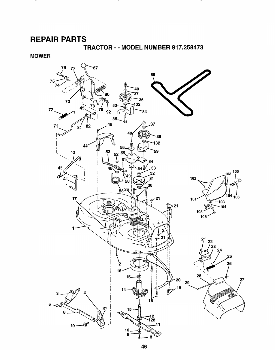 Repair parts | Sears EZ3 917.258473 User Manual | Page 46 / 60