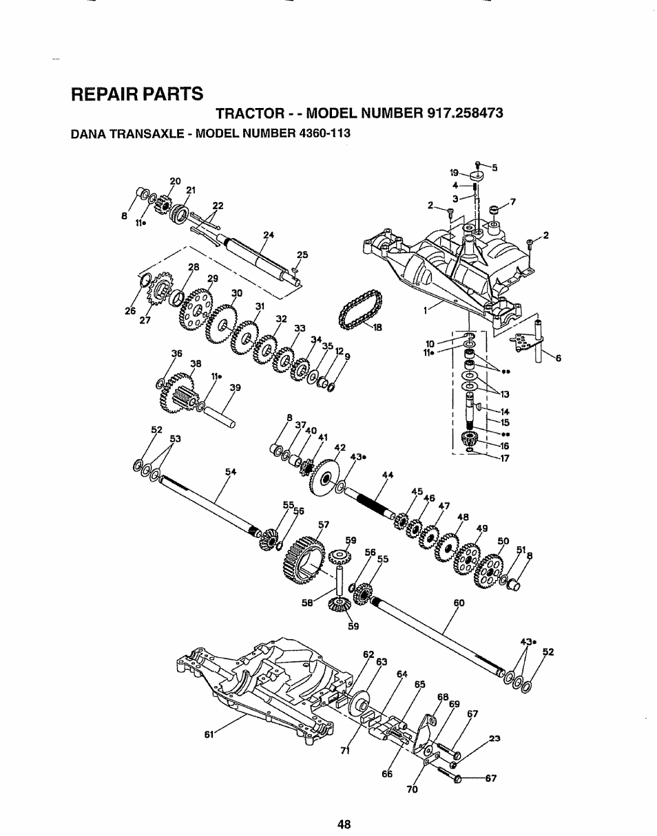 Repair parts | Sears EZ3 917.258473 User Manual | Page 48 / 60