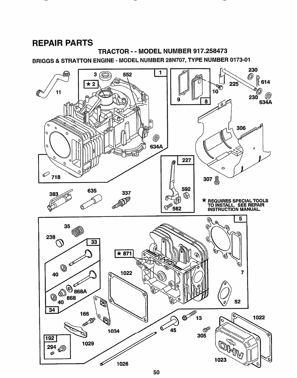 Repair parts | Sears EZ3 917.258473 User Manual | Page 50 / 60