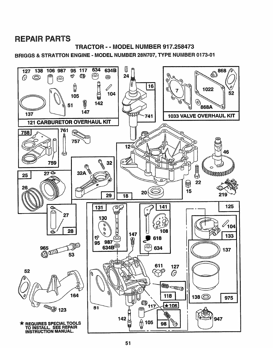 Repair parts | Sears EZ3 917.258473 User Manual | Page 51 / 60