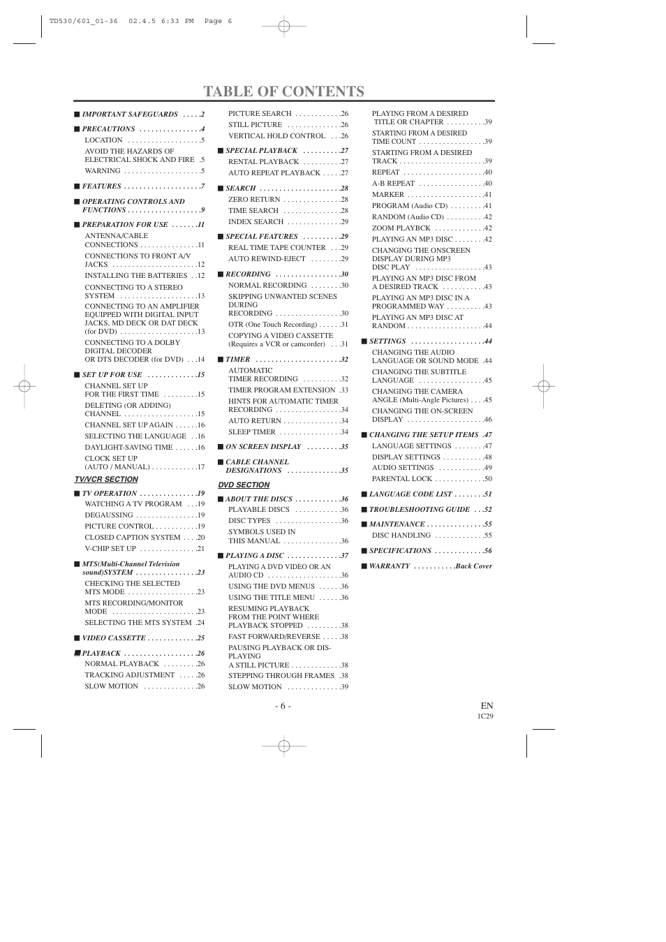 Sears SRCD227 User Manual | Page 6 / 64
