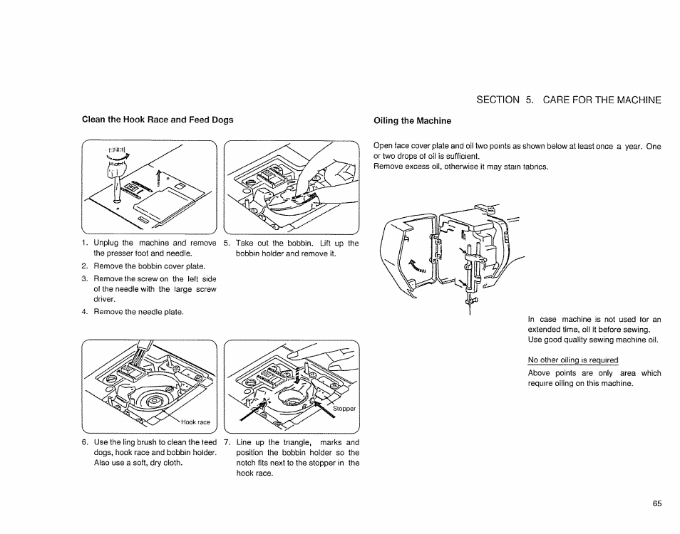 Oiling the machine | Sears 385. 17526 User Manual | Page 67 / 76