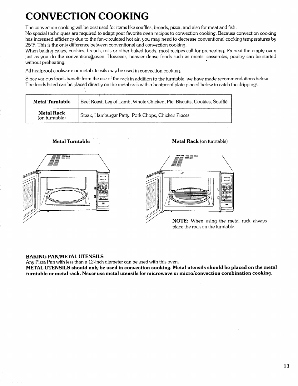 Convection cooking, H convection cooking -19 | Sears Microwave Oven User Manual | Page 13 / 24
