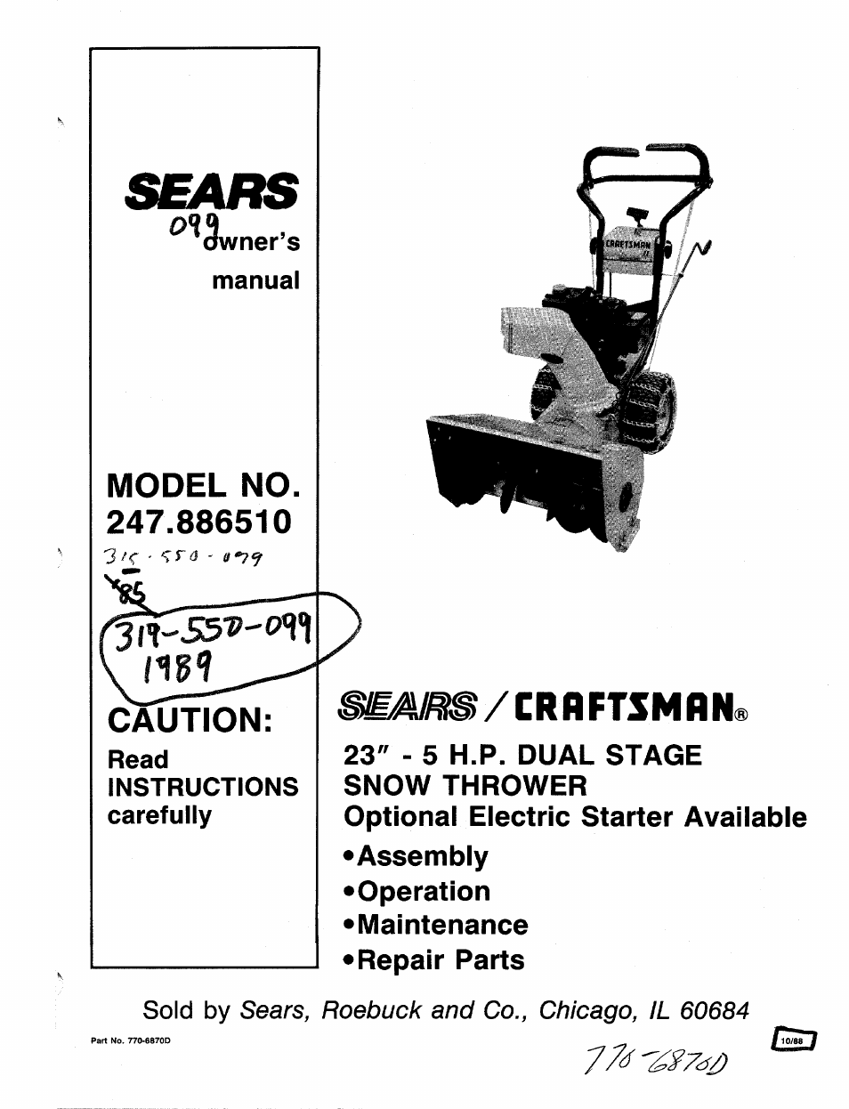 Sears 247 886510 User Manual | 36 pages